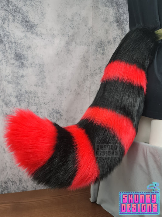 Black and red striped swishy tail