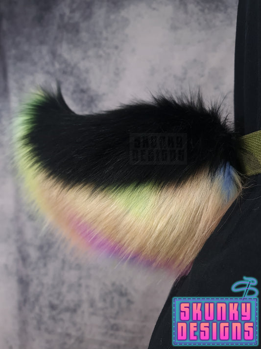 Black and pastel rainbow deer tail