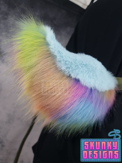 Light blue and pastel rainbow deer tail