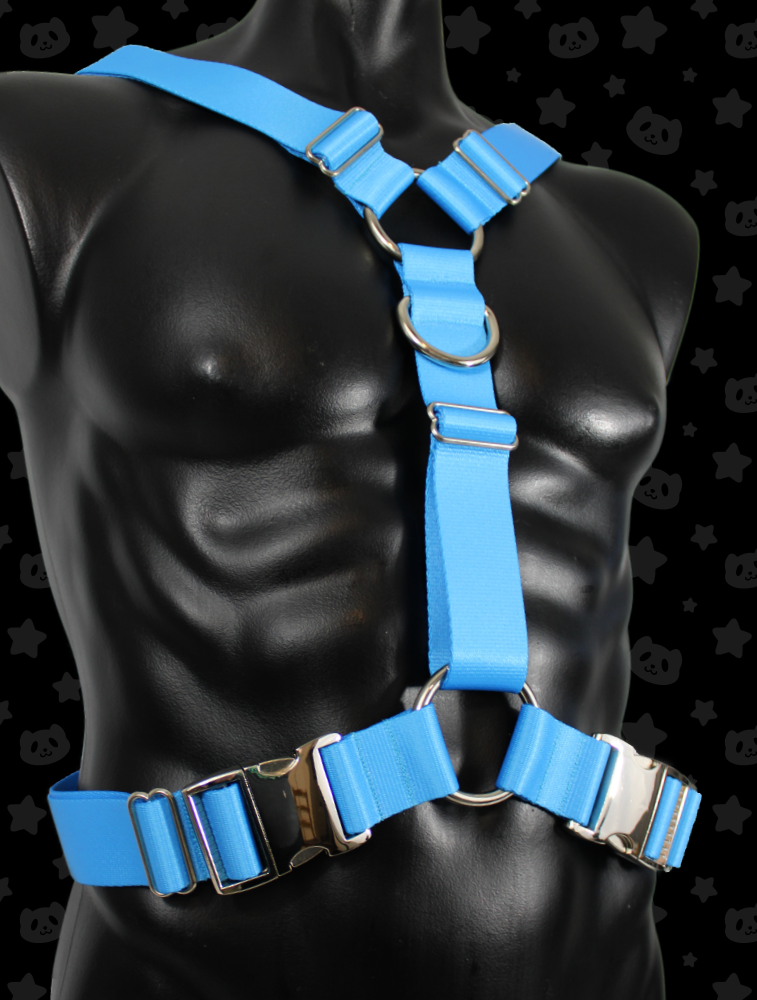 Y Harness - Light Blue with Silver Metal Hardware