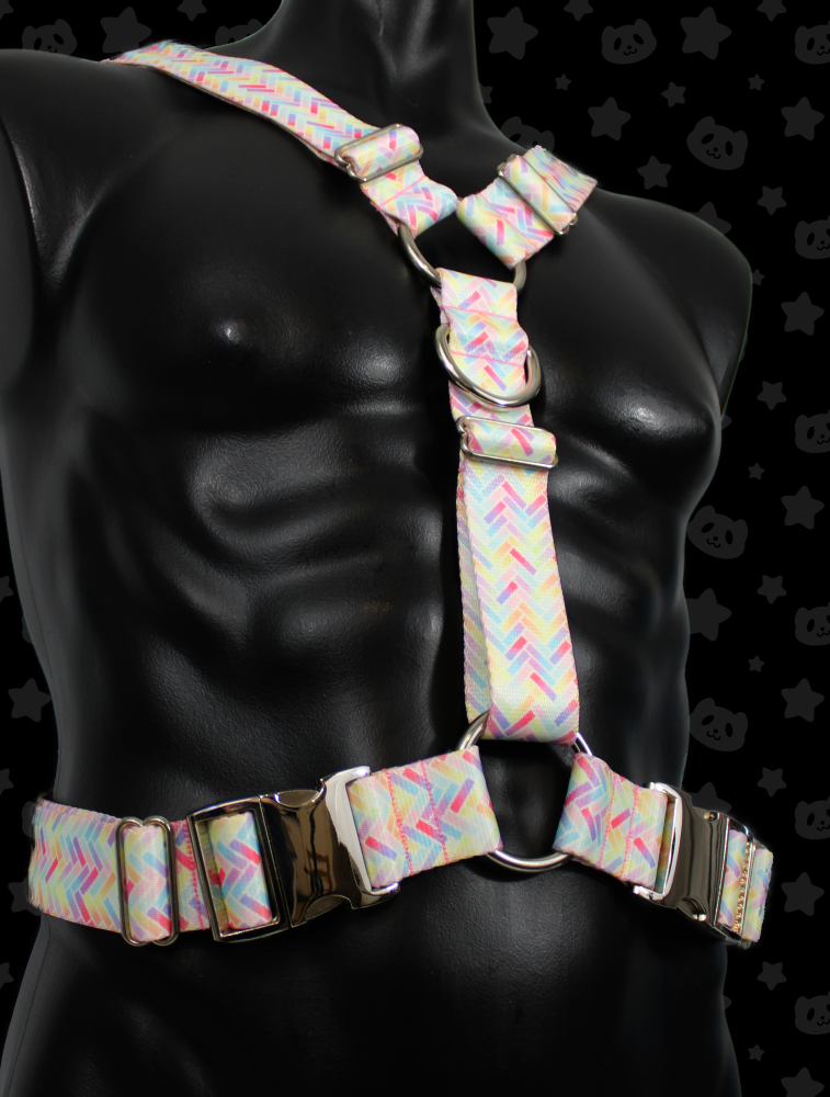 Y Harness - Pastel Sprinkles with Silver Metal Hardware