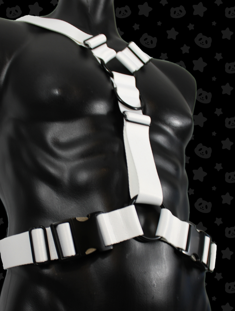 Y Harness - White with Black Metal Hardware