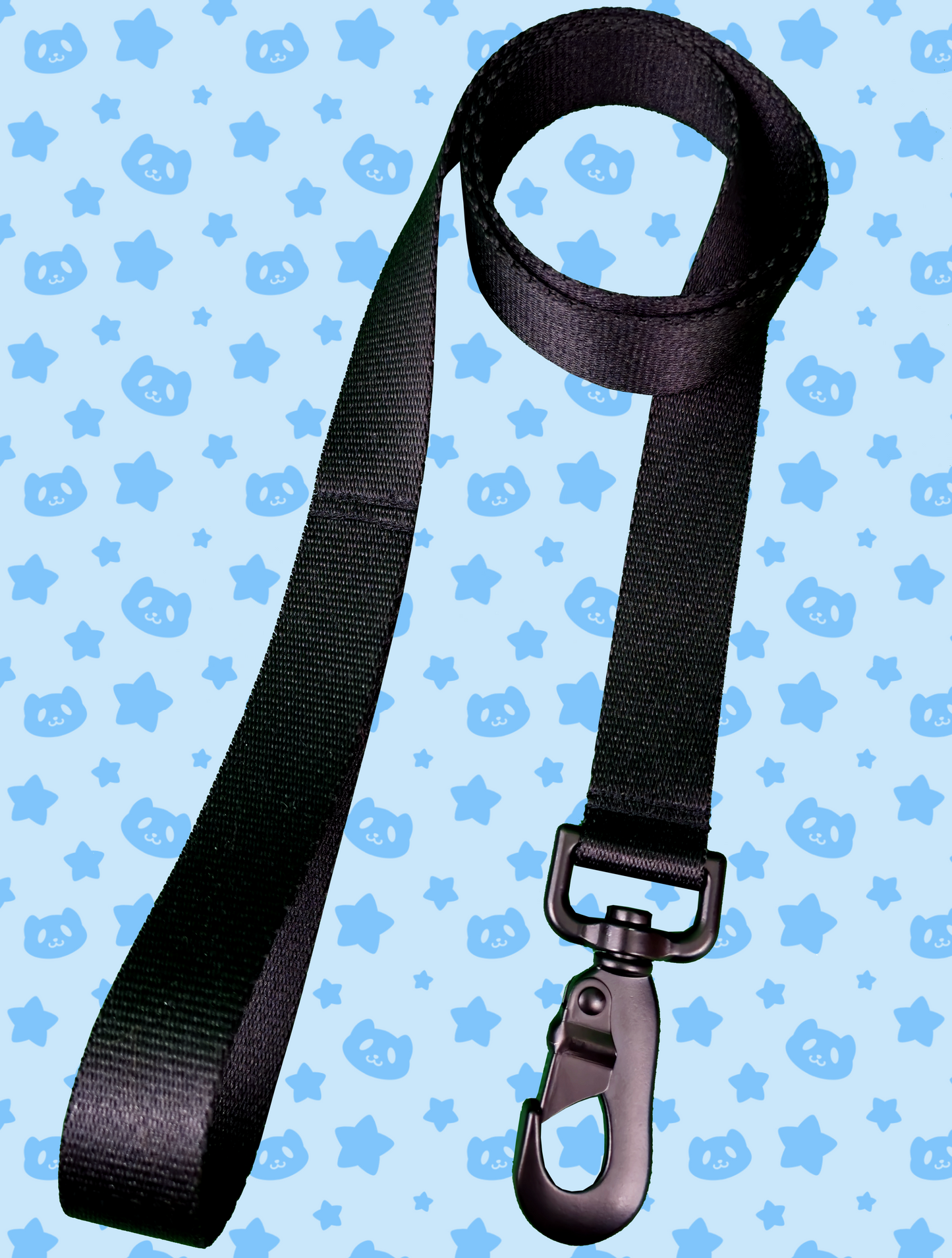 Leash - Black with Black Metal Hardware