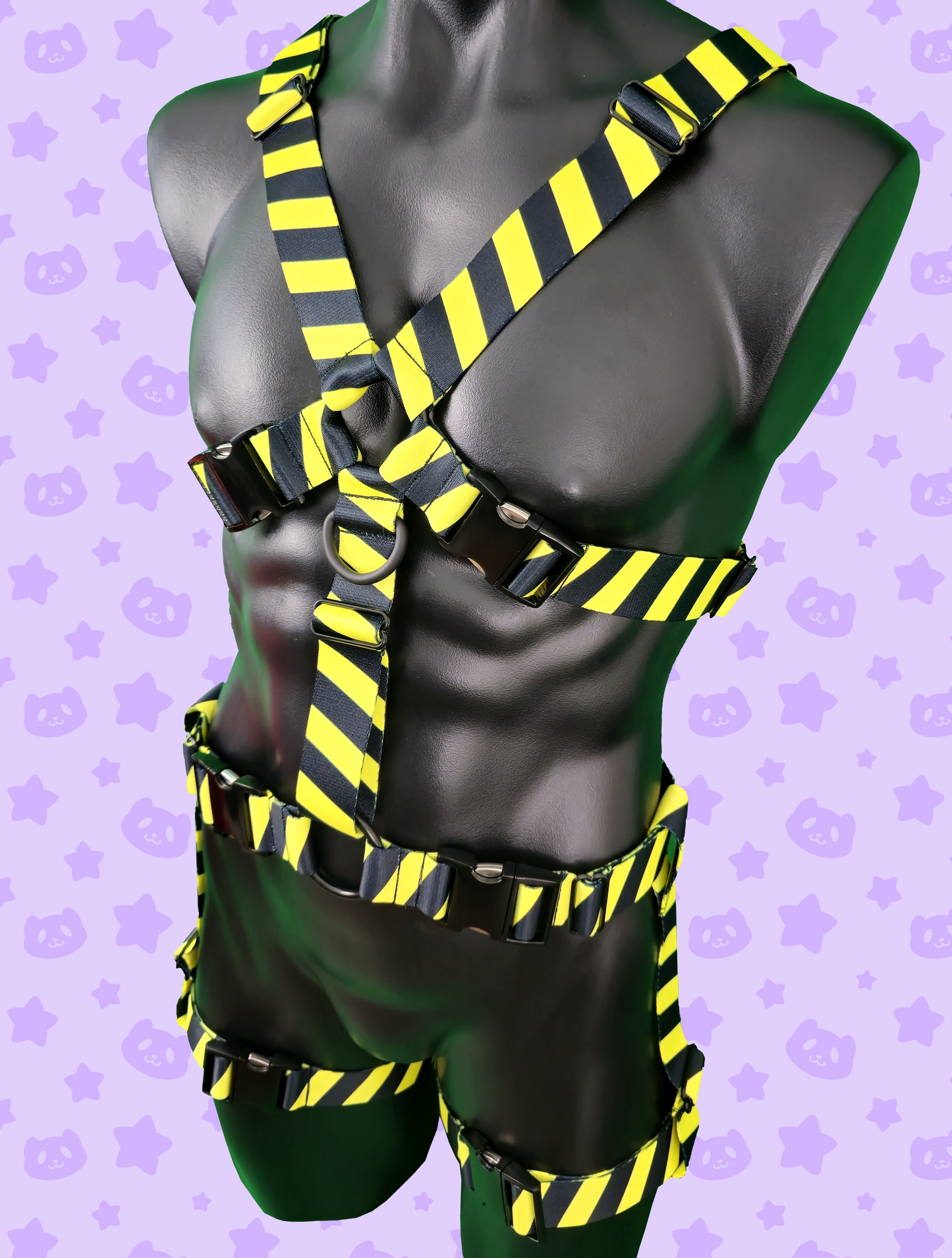 Chest Harness + Leg Straps - Hazard Yellow with Black Metal Hardware