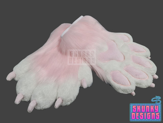 5 finger hand paws - pink/white
