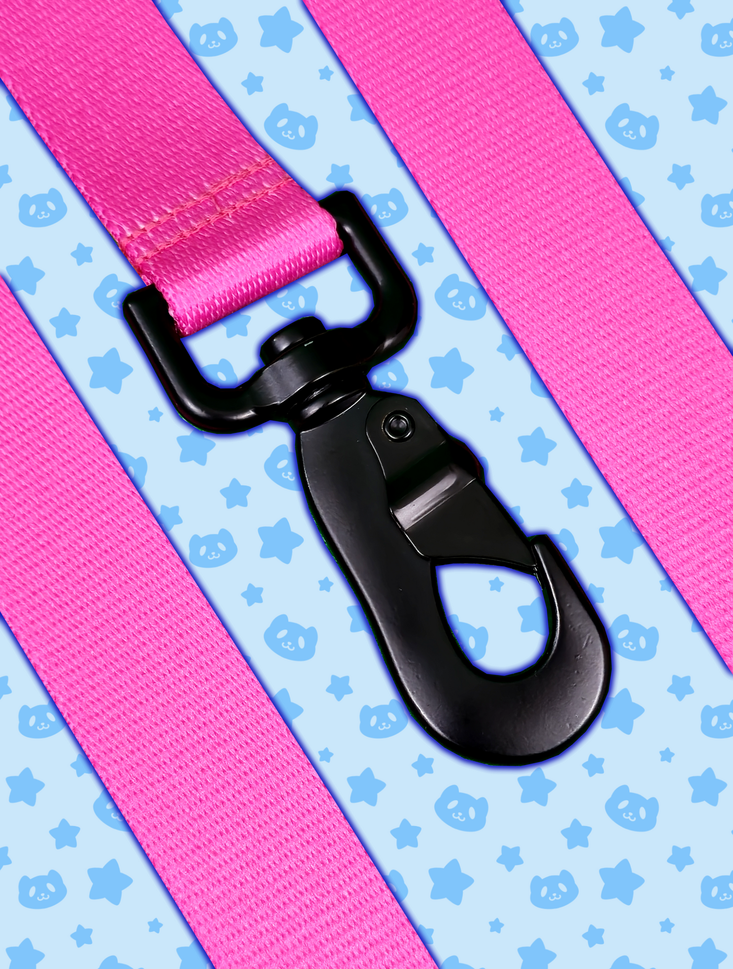 Leash - Hot Pink with Black Metal Hardware