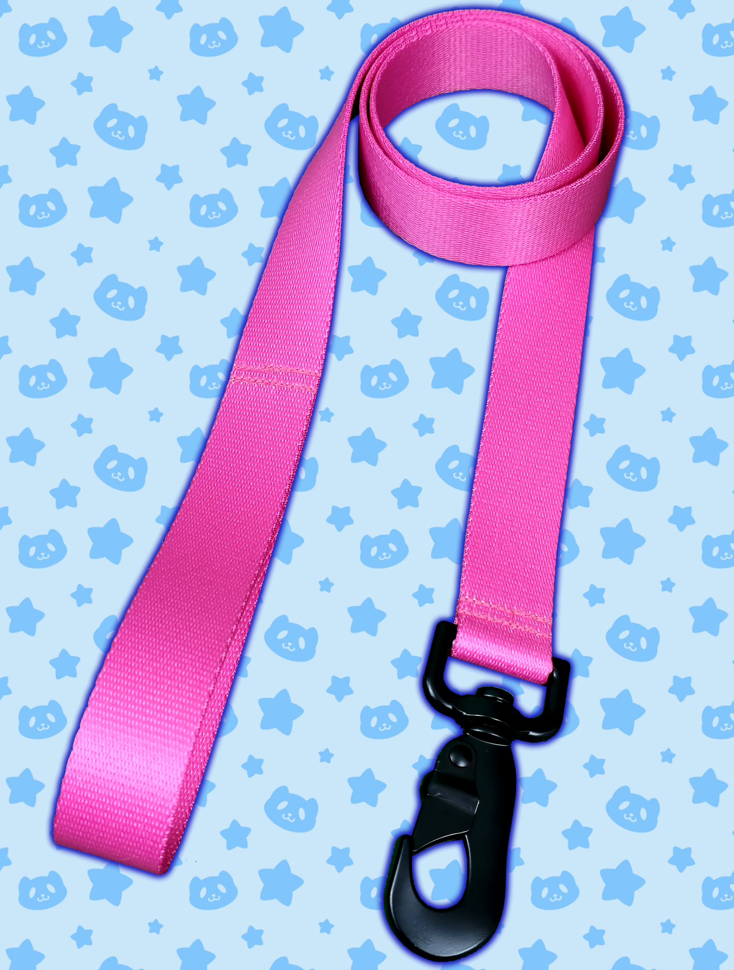 Leash - Hot Pink with Black Metal Hardware