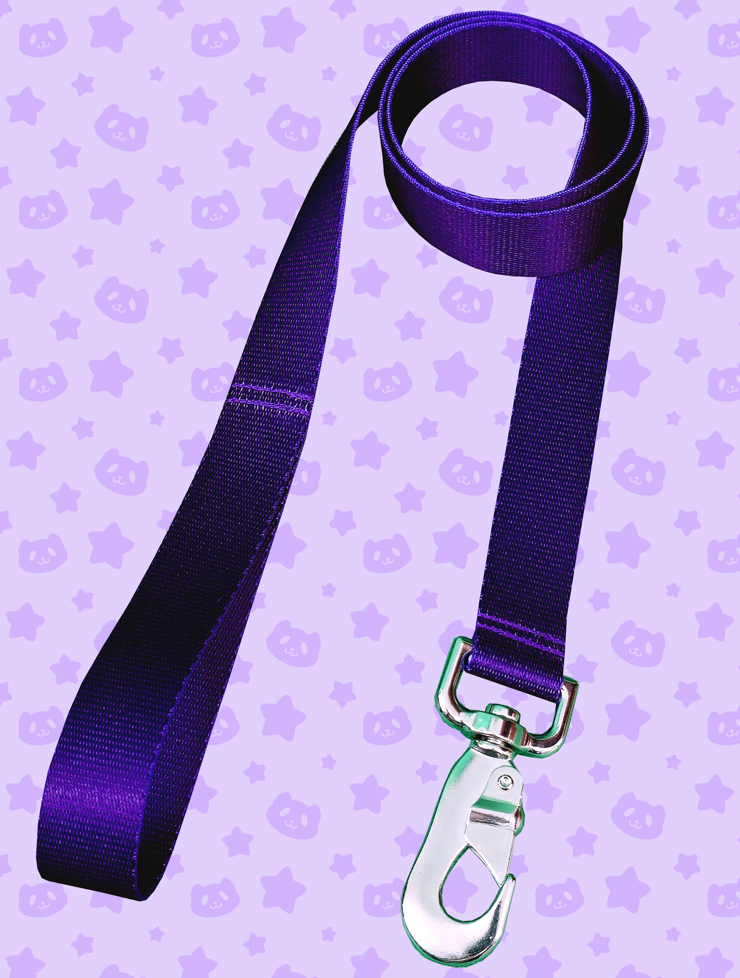 Leash - Purple with Silver Metal Hardware