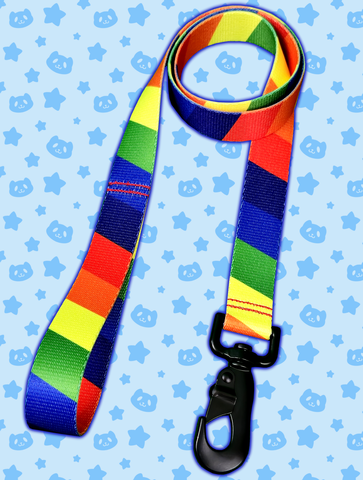 Leash - Rainbow Pride with Black Metal Hardware