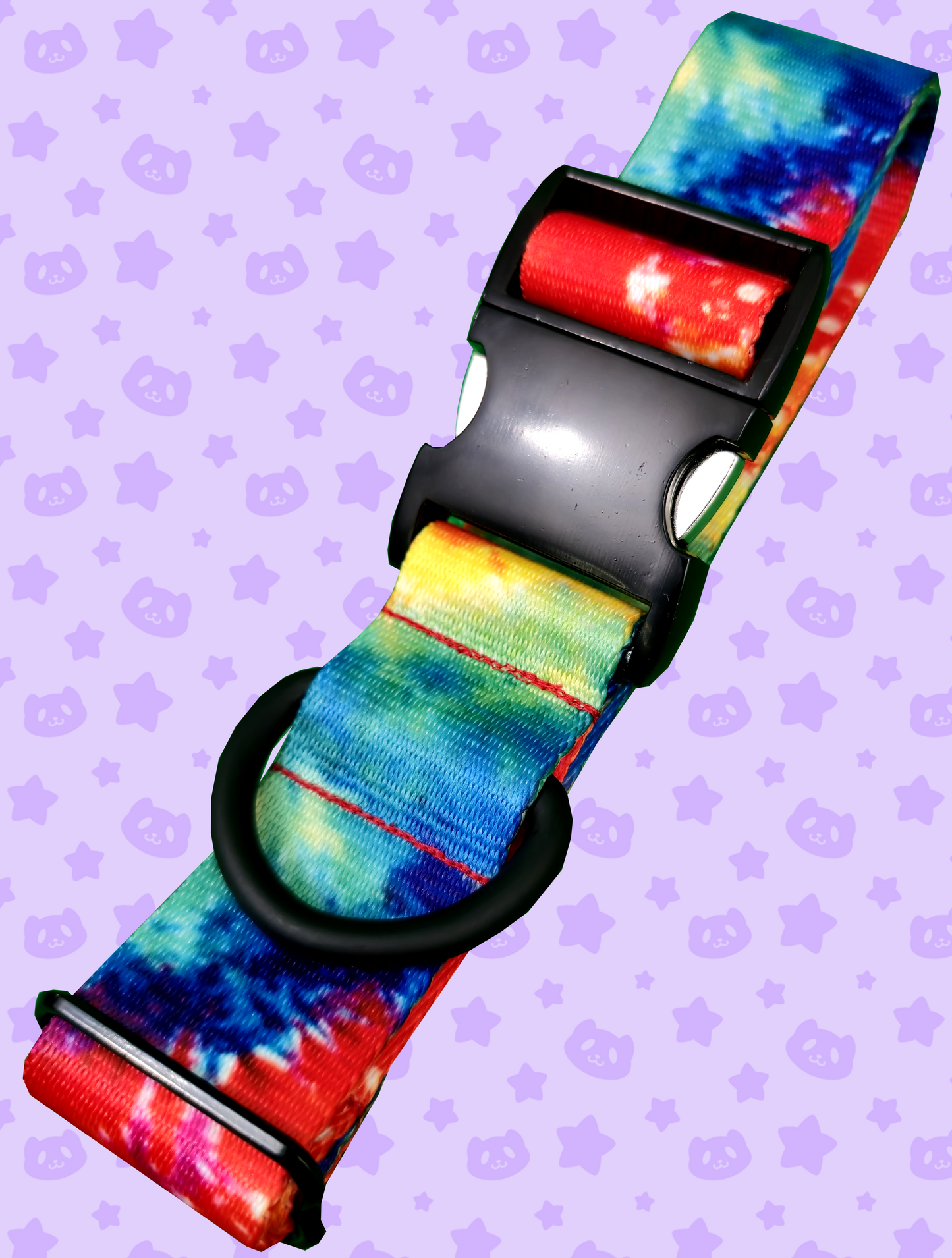 Collar - Rainbow Tie-dye with Black Metal Hardware