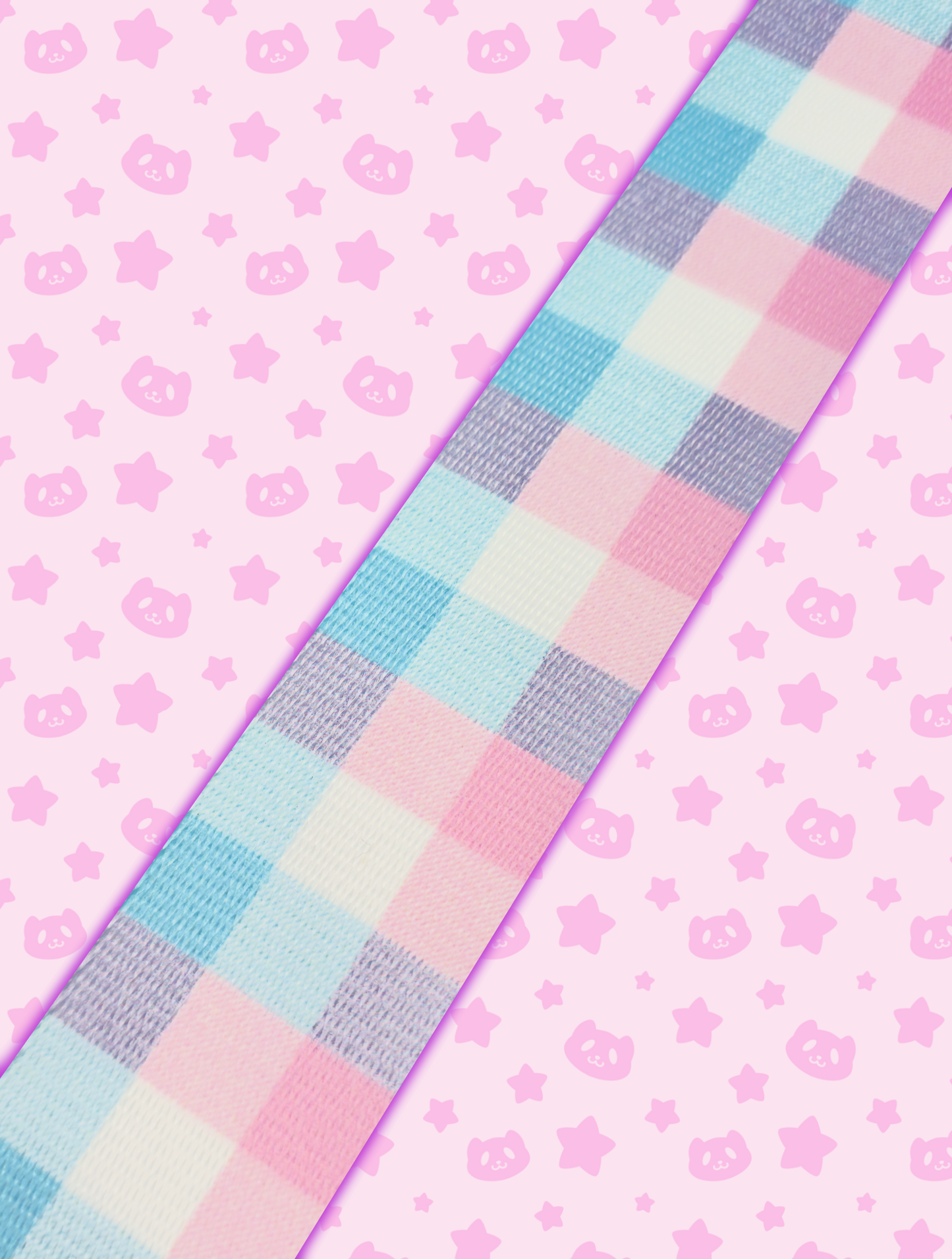 Collar - Pink + Blue Plaid with Black Metal Hardware
