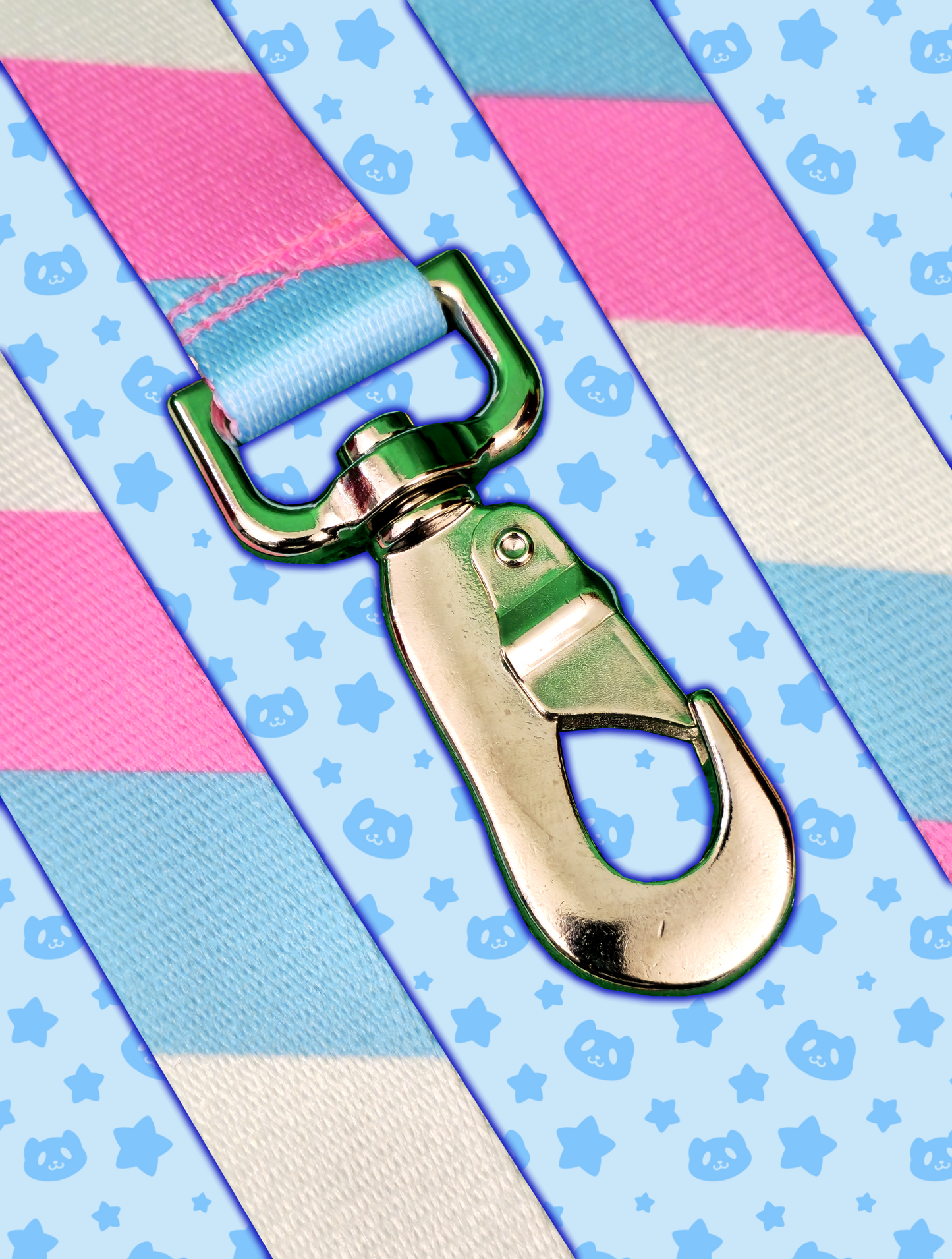 Leash - Trans Pride with Silver Metal Hardware