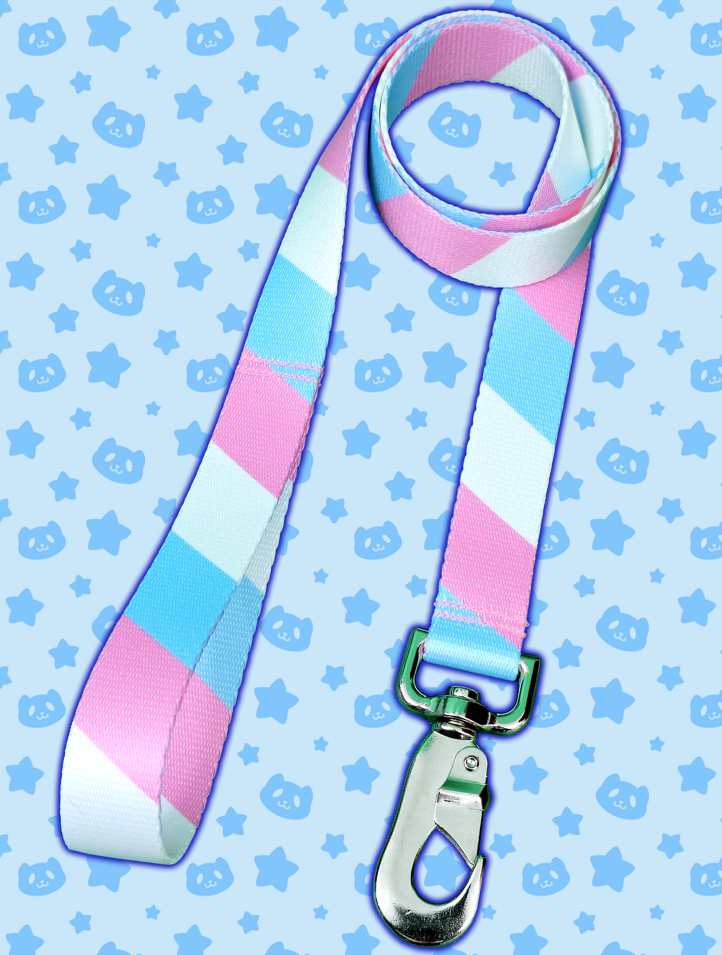 Leash - Trans Pride with Silver Metal Hardware
