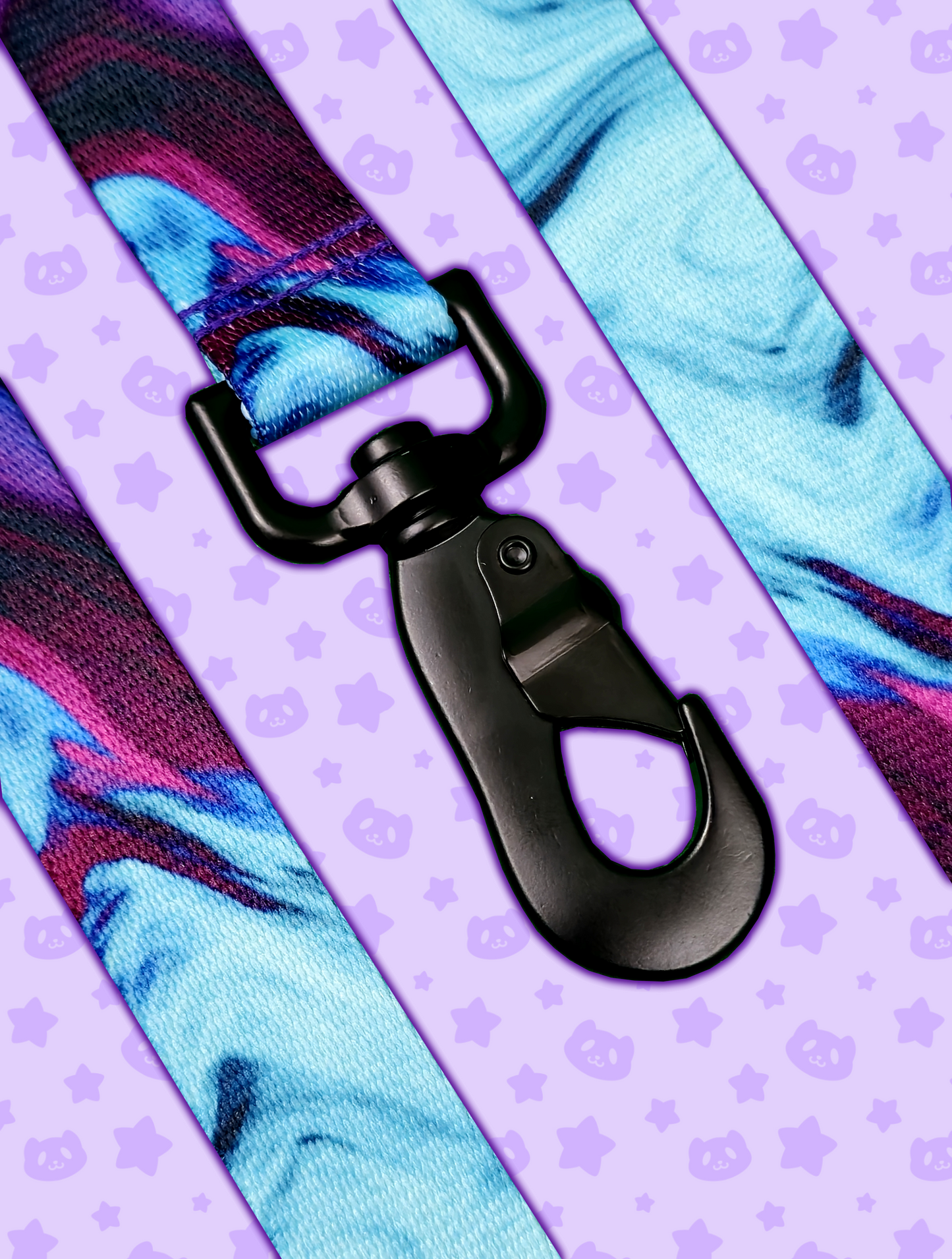 Leash - Whispy Purple + Blue with Black Metal Hardware