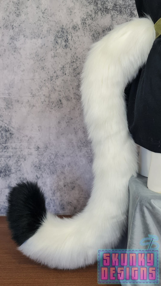 Feline tail - white with black tip