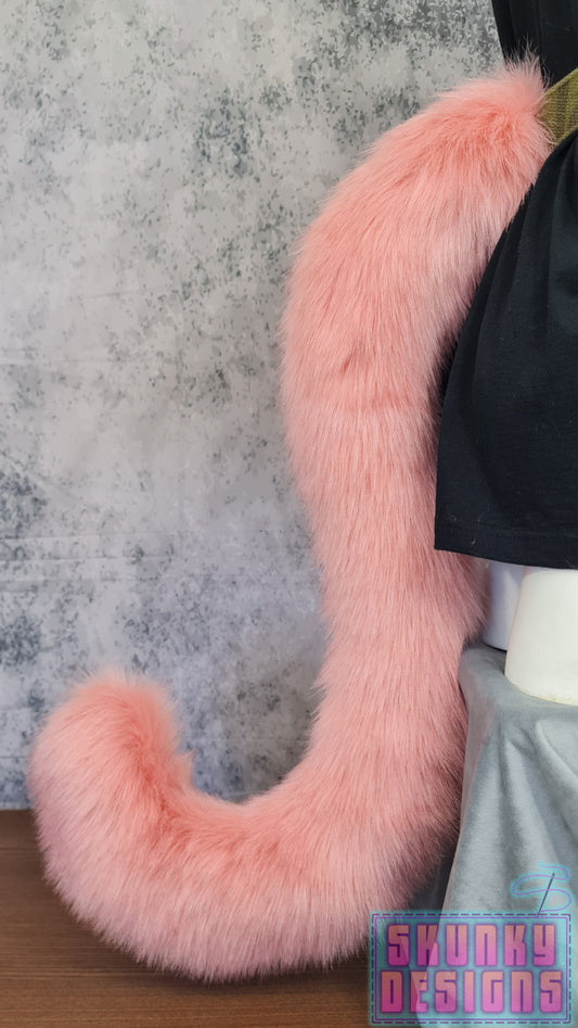 Feline tail - pink fur with sparse black tips