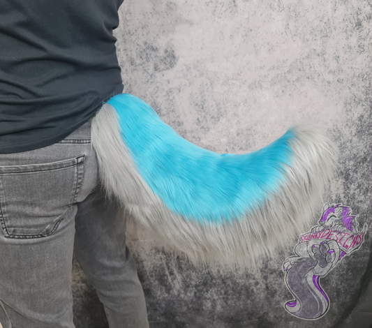 Large Nubble Tail - Blue + Grey/Silver