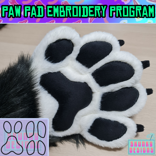 Paw Pad Embroidery File for 4 or 5 Finger Fursuit Hand Paws - Digital Download
