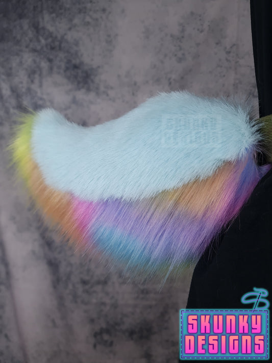 Light blue and pastel rainbow deer tail