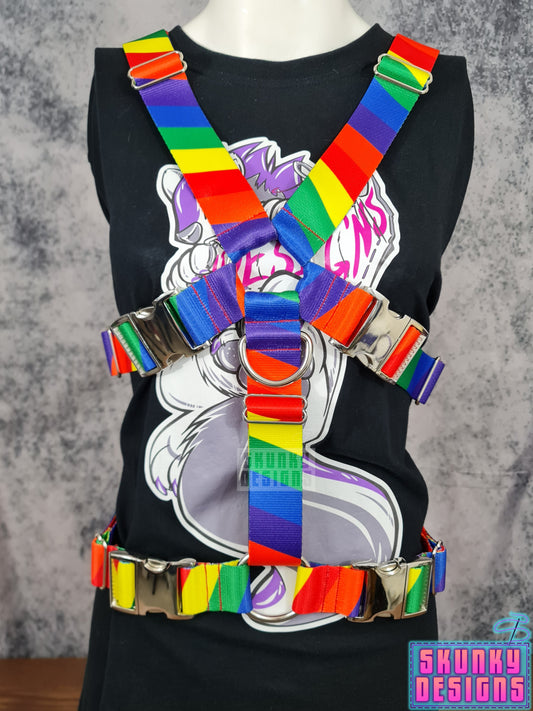 Chest Harness - Rainbow Stripes