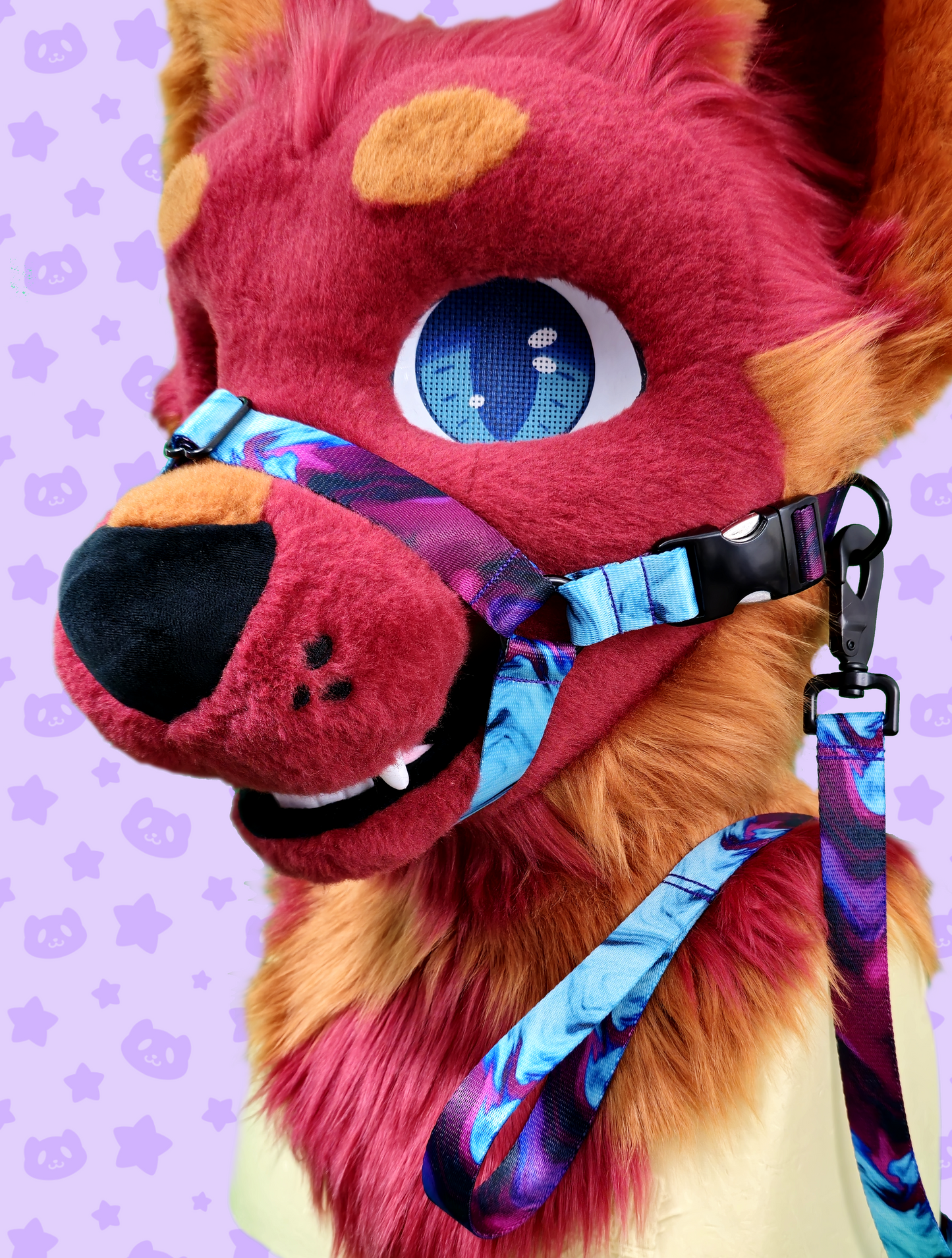 Muzzle - Whispy Purple + Blue with Black Metal Hardware