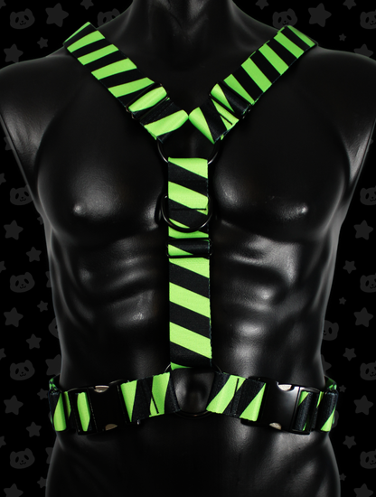 Y Harness - Hazard Green with Black Metal Hardware
