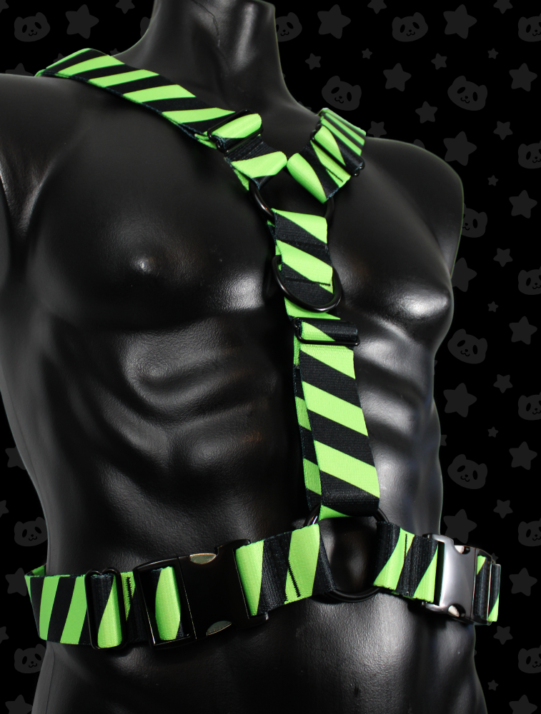 Y Harness - Hazard Green with Black Metal Hardware