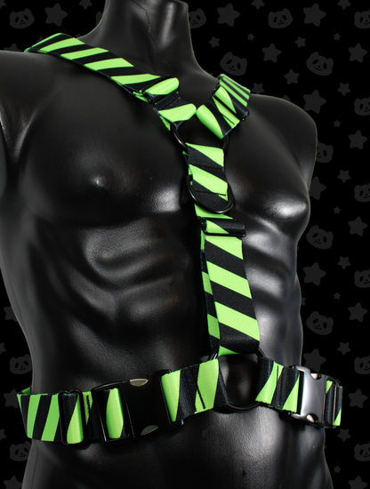 Y Harness - Hazard Green with Black Metal Hardware