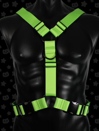 Y Harness - Lime Green with Black Metal Hardware
