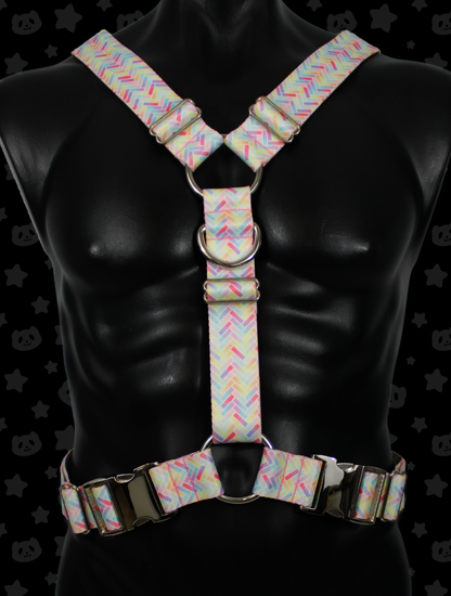 Y Harness - Pastel Sprinkles with Silver Metal Hardware