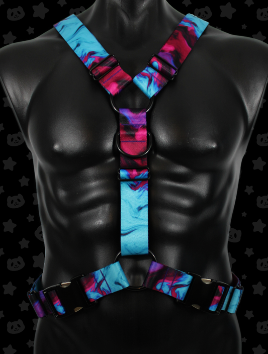 Y Harness - White with Black Metal Hardware