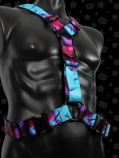 Y Harness - White with Black Metal Hardware