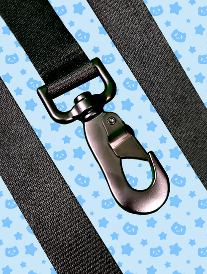 Leash - Black with Black Metal Hardware