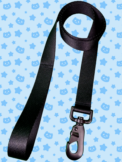 Leash - Black with Black Metal Hardware
