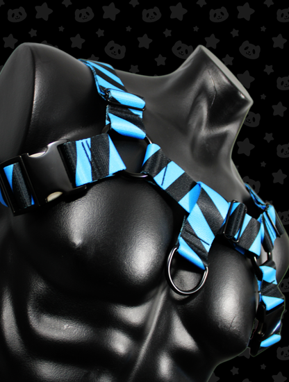 Bulldog Harness - Hazard Blue with Black Metal Hardware