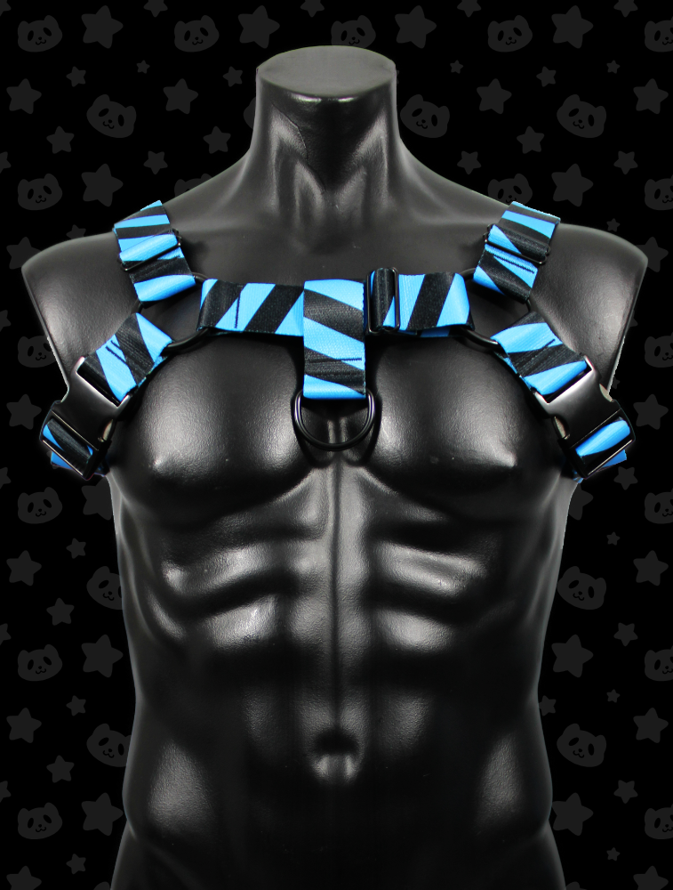 Bulldog Harness - Hazard Blue with Black Metal Hardware