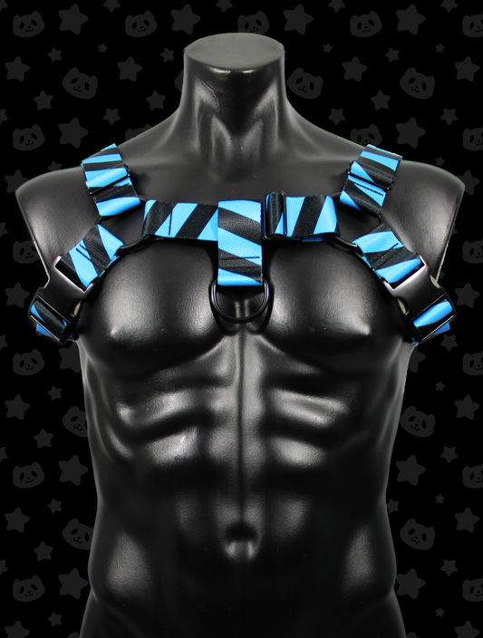 Bulldog Harness - Hazard Blue with Black Metal Hardware