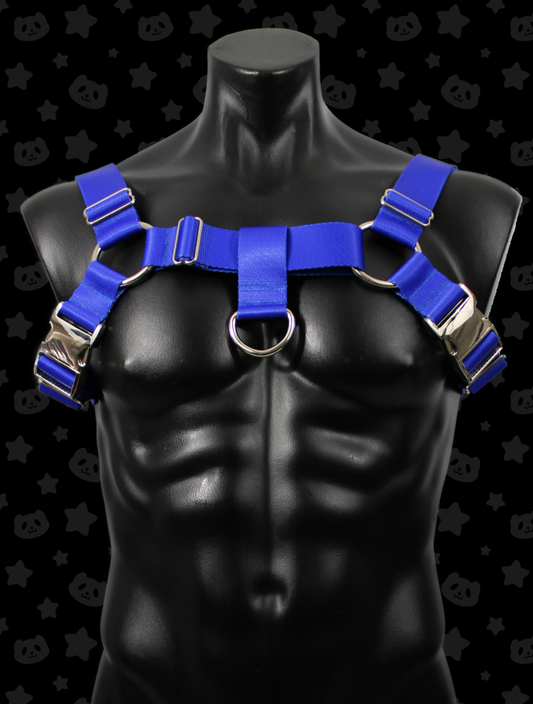 Bulldog Harness - Royal Blue with Silver Metal Hardware