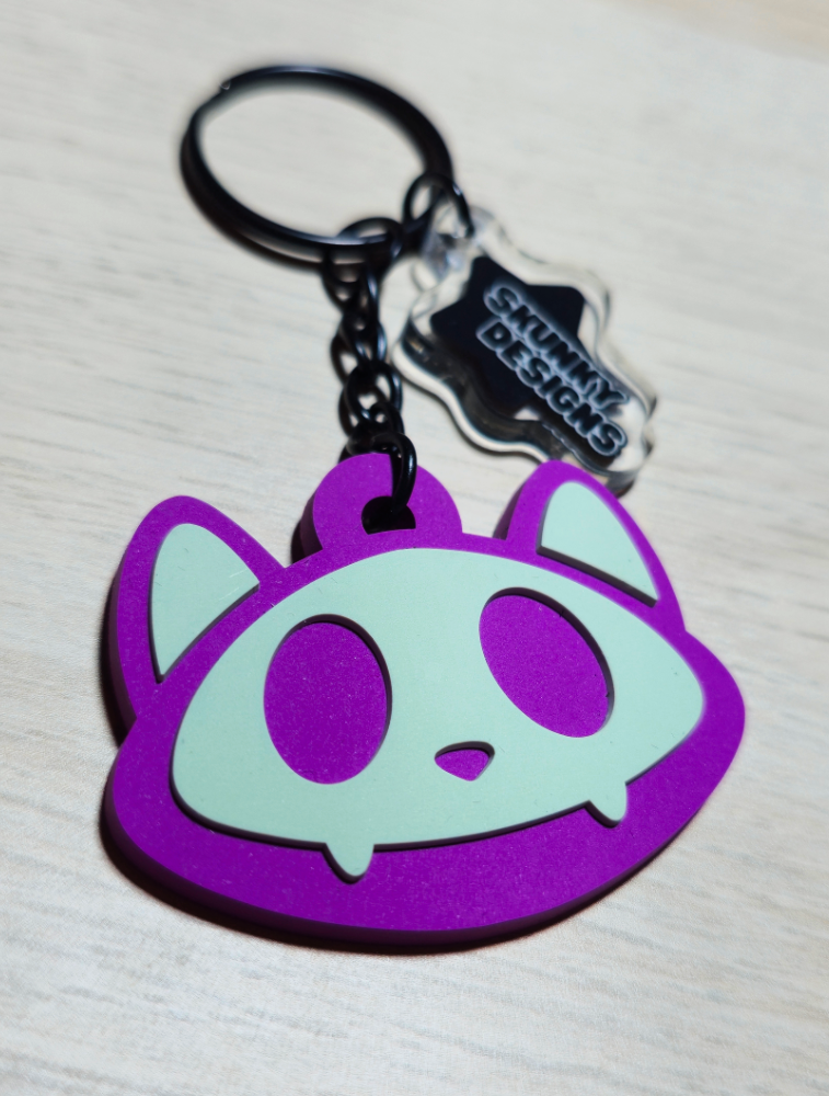 Skull Cat Rubber Keychain