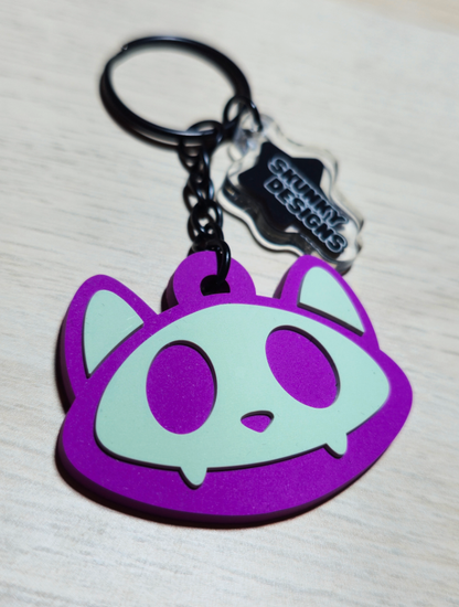 Skull Cat Rubber Keychain