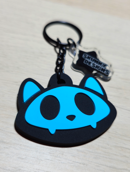 Skull Cat Rubber Keychain