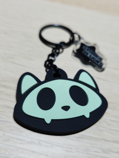Skull Cat Rubber Keychain