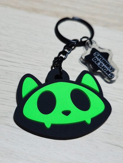 Skull Cat Rubber Keychain