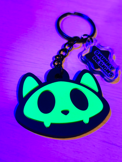 Skull Cat Rubber Keychain