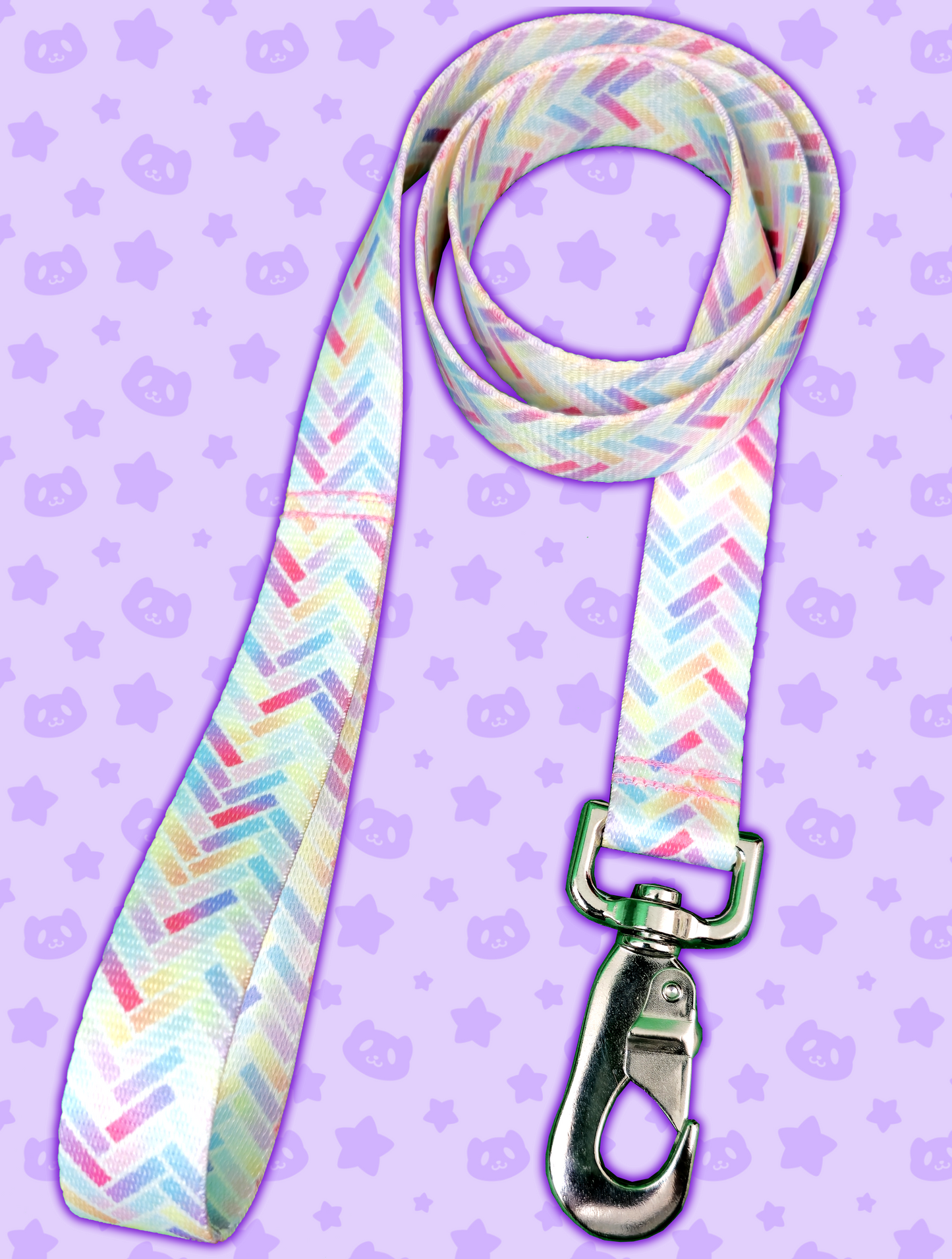 Leash - Pastel Sprinkles with Silver Metal Hardware