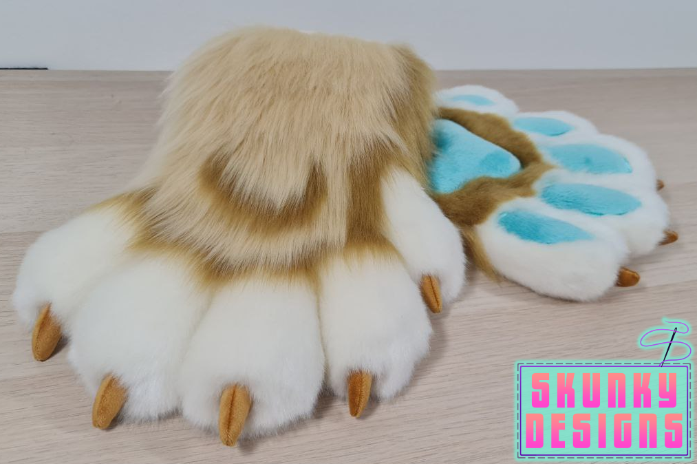 PATTERN - Slim-style puffy 5 finger hand paws + high detail instructions with TWO lining options - Digital Download